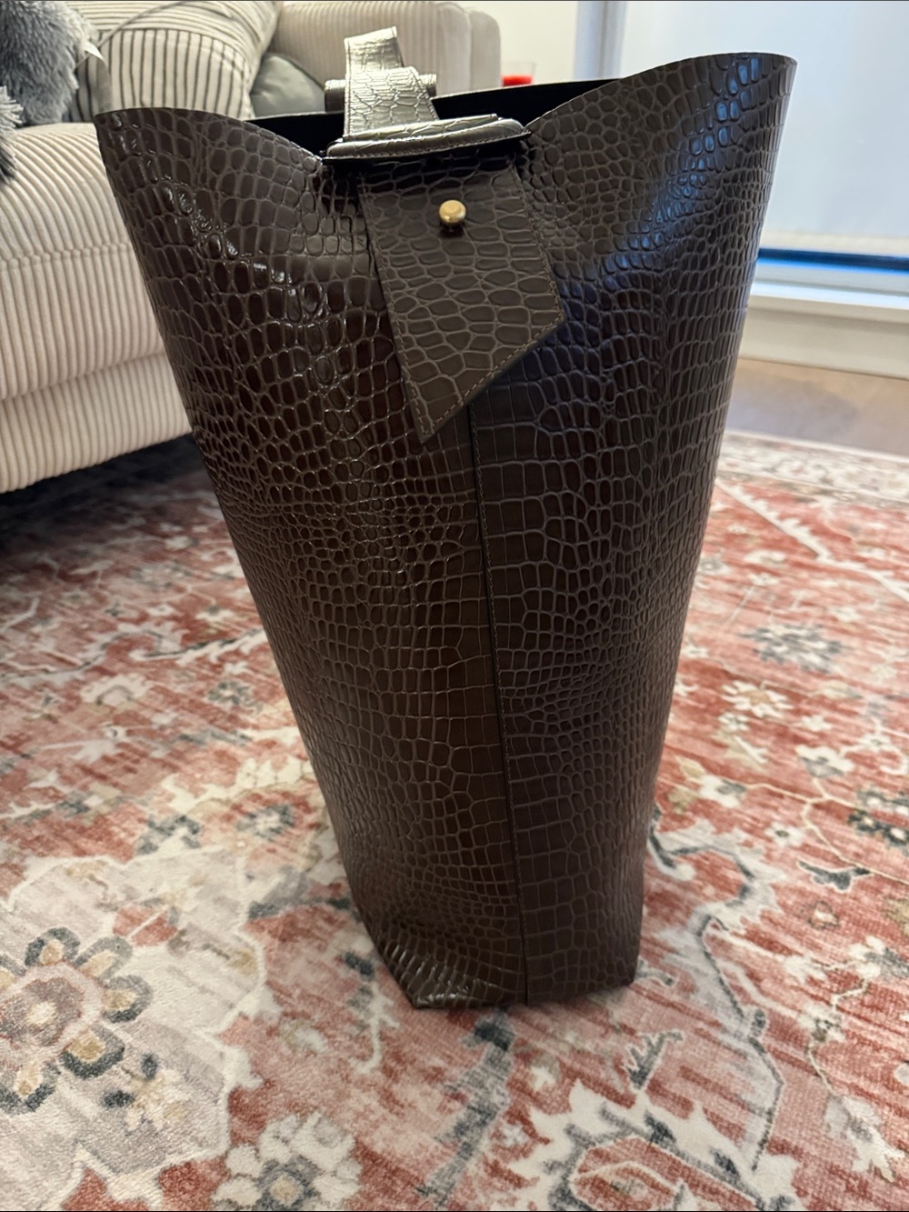 Banana Republic Visa Croc-Embossed Bucket Bag with Statement Buckle